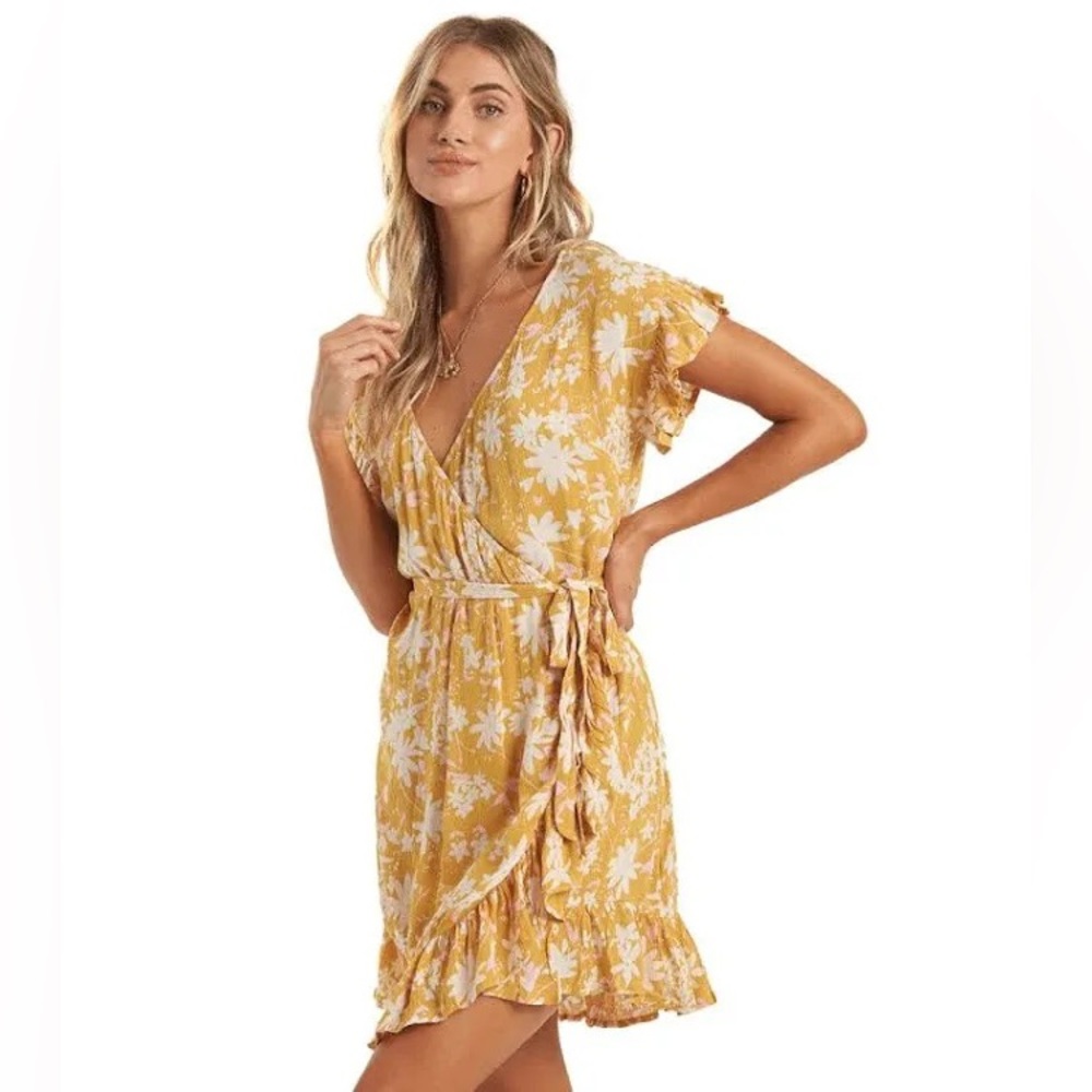 Billabong gold Wrap And Roll Dress Size small